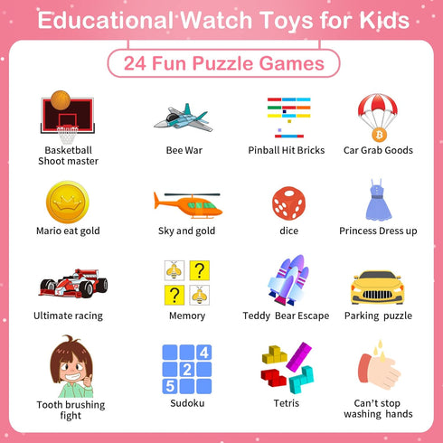 Smart Watch for Kids, Toddler Watch Toys with 24 Games, Camera, Video Recorder, Music, Alarm, Birthday Gift for Ages