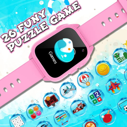 Kids Waterproof Smart Game Watch with 26 Games, 1.44'' Touchscreen for Girls Boys 3-12 Years Old