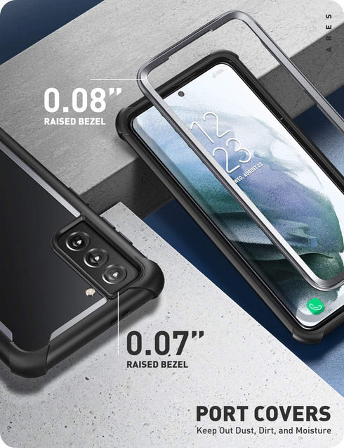 i-Blason Ares Series Case, Designed for Galaxy S21 5G (2021 Release), Rugged Clear Bumper Case (Black)