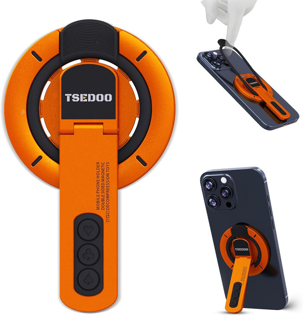 Tsedoo 3-in-1 Magnetic Phone Grip Stand with 360 Roration Angle Adjustment, Silicone Finger