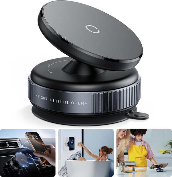 REOKILY Latest Magnetic Car Phone Holder Ultra Vacuum Suction Cup Phone Mount Magnetic