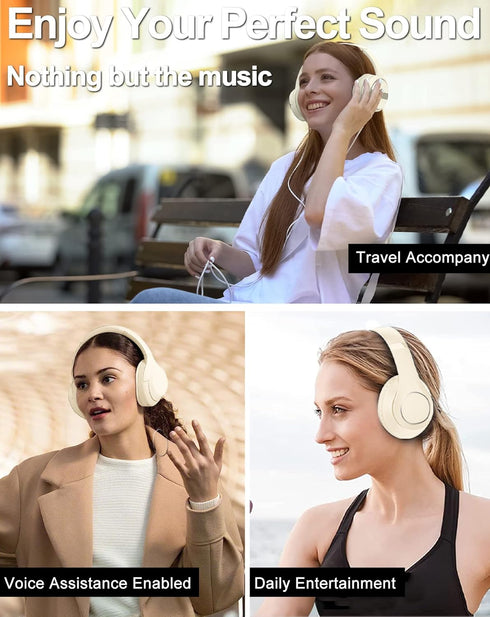 Wireless Bluetooth Headphones Over Ear, 40 Hours Playtime with Microphone, Foldable Lightweight Headset with HiFi