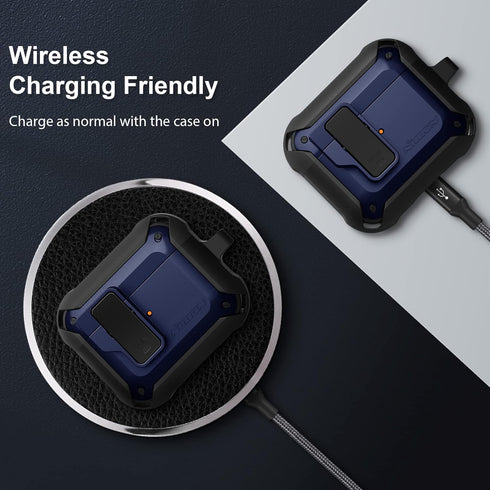 Nillkin Airpods Pro Case Cover with Secure Lock, Military Grade Armor Solid Case with Keychain for AirPod Pro 2019