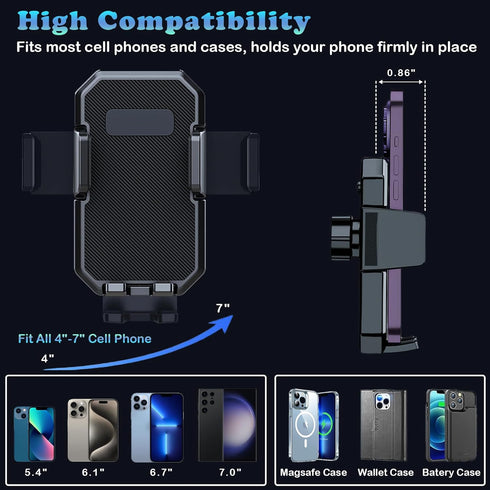2024 Upgraded 2 in 1 Car Cup Holder Expander with Adjustable Base Long Gooseneck 360° Rotation Phone Holder
