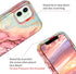 Btscase iPhone 12 Case: Heavy Duty Three Layer Marble Shockproof Rugged Hard PC + Soft TPU Bumper Cover - Rose Gold