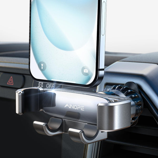 AINOPE 2024 Upgrade Car Phone Holder Mount, Gravity Car Phone Mount with Newest Air Vent Clip for iPhone 15 14 Pro Max