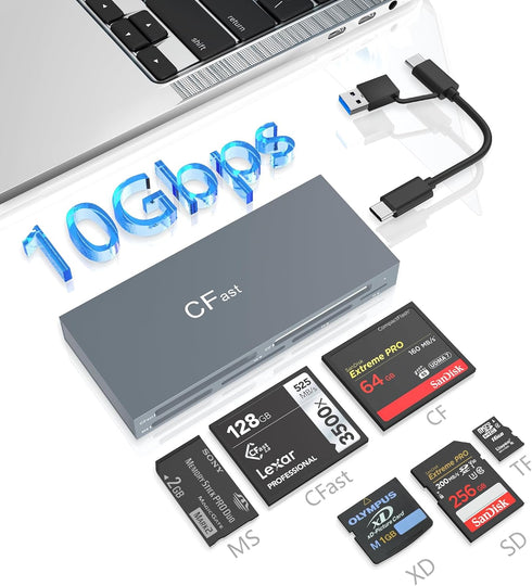 Suejezt CFast Card Reader Memory Stick Pro Duo Adapter, USB C CFast 2.0