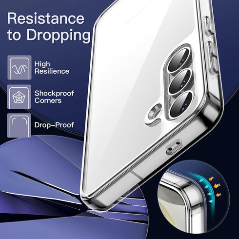 JETech 5 in 1 Case for Samsung Galaxy S24 5G, Clear Non-Yellowing Shockproof Bumper with 2-Pack Screen & Camera