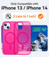 CANSHN Translucent Matte Back Case for iPhone 14/iPhone 13, Compatible with MagSafe, Hot Pink