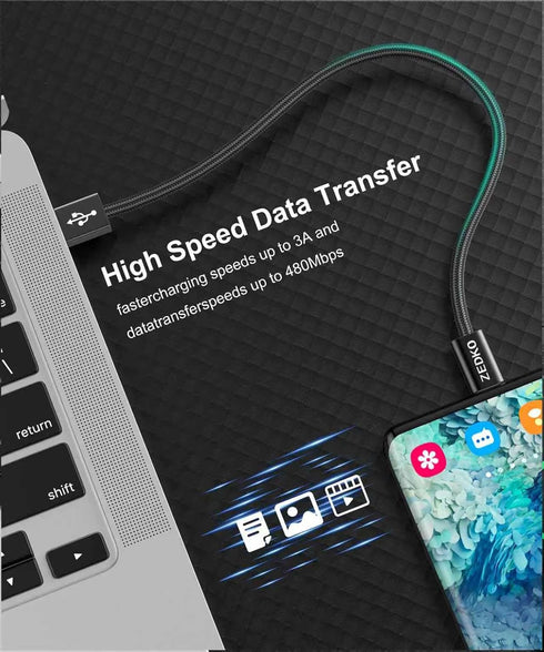 6 Pack (3/3/6/6/10/10ft) 17 16 15 S25 S24 A17 A16 9 10 ZEDKO USB to USB C Cable Braided USB A to Type C Fast Charging