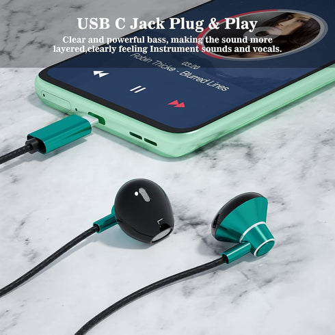USB C Earbuds for Samsung Galaxy S24 S23 Plus S22 Ultra - HiFi Stereo Wired USB C Headphones with Mic