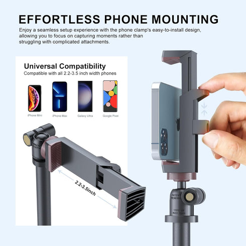 LINCO 52", Selfie Stick & Tripod , Integrated, Heavy Duty, Lightweight, Bluetooth Remote for Apple & Android Devices