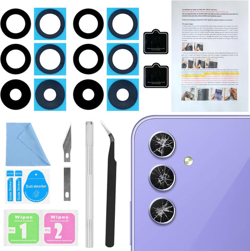 2PCS Galaxy A54 Back Rear Camera Lens Glass Replacement, ASDAWN for Samsung Galaxy A54 with Free Lens Film & Repair Tool