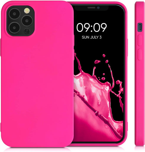 kwmobile Case for Apple iPhone 12 / 12 Pro - Slim Protective TPU Silicone Phone Cover (Neon Pink)