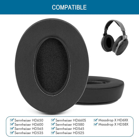 Earpads for Sennheiser HD650/HD600/HD660S/HD545/HD525/HD535 Headphones, Velour Ear Pads Cushions Replacement for Massdrop X HD6XX/HD58X and HD580/HD565 Jubilee Headset (Cooling-Gel)