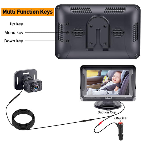 1080P Setup, DoHonest Baby Car Camera HD - Rear-Facing Car Baby Monitor with Night Vision, Adjustable View Angle, Easy