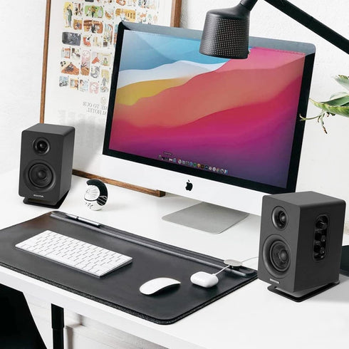 SW601 Metal Desktop Speaker Stands for Compact 2''-3'' Speakers, Tilted Steel Damping Foam Padding, Pair