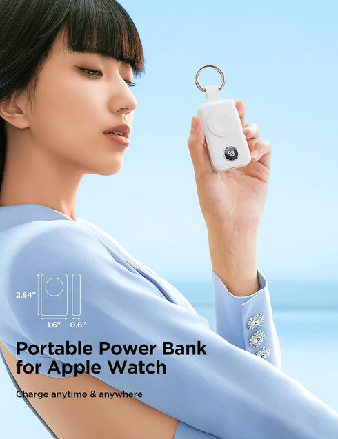 JOYROOM Portable 2000mAh Wireless Charger for Apple Watch Series 9/8/7/6/5/4/3/2/SE/Ultra/Ultra 2, Compact Magnetic
