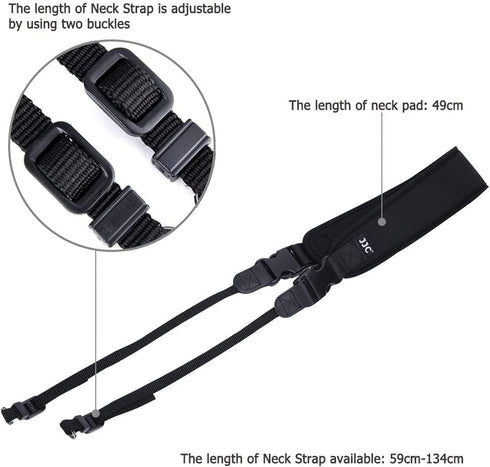 JJC Quick Release Neck Strap for Mirrorless DSLR Cameras - Canon R100, R8, R50, Rebel T8i, T7i, 4000D, 90D, Sony A6700,