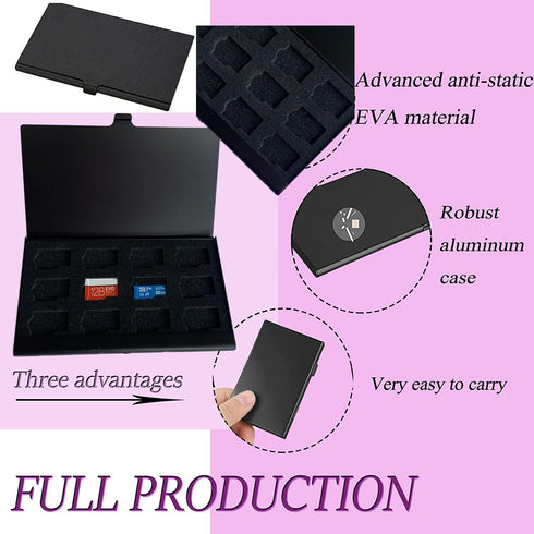 12 Slots Micro SD Card Holder, Ultrathin Mini Aluminum Waterproof Case for Micro SD/Micro SDHC/TF Cards, Rustproof
