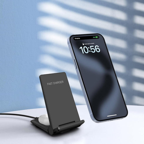 Wireless Charger, 2 in 1 Dock Stand, Foldable 20W Fast Charging for iPhone 15 Pro 14 13 12 11 Pro Max XS, AirPods,
