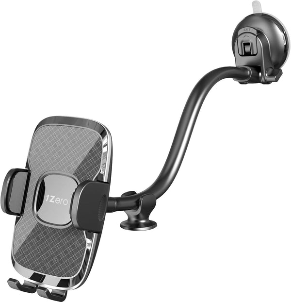 1Zero Solid Car Truck Phone Mount Holder, Thick Gooseneck Long Arm, Windshield Mobile Holders with Suction Cup