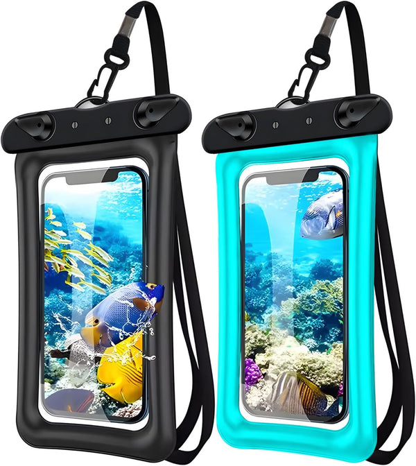 2 Pack Waterproof Floating Phone Pouch, IPX8 Floatable Case with Lanyard Strap for iPhone 15,14,13,12Pro Max Samsung