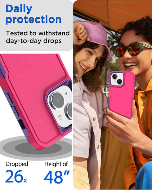 AICase iPhone 14 Heavy Duty Case with Glass Screen Protector, Rugged Shockproof Full Body Protection, 6.1" Durable Cover