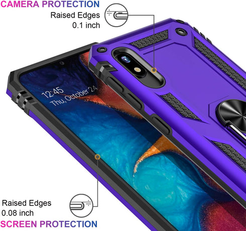 IKAZZ for Galaxy A10e Case with Screen Protector, Military Grade Shockproof Heavy Duty Phone Cover with Magnetic