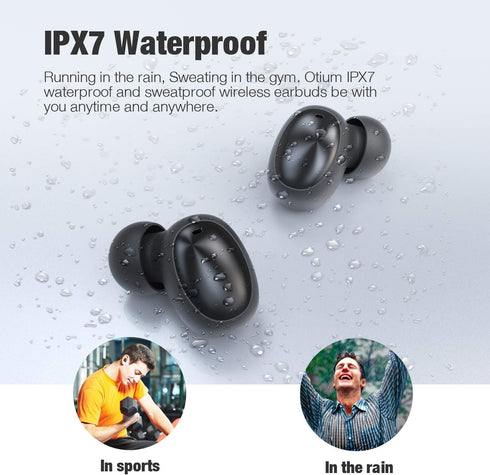 Otium Wireless Earbuds Bluetooth 5.0 Headphones with Deep Bass, 3D Stereo Sound, Mini Headsets, 40H Playtime, IPX7