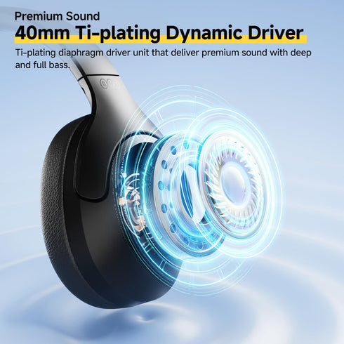 QCY H3 LITE Active Noise Cancelling Headphones, Wireless Over Ear, 60H Playtime, Bluetooth 5.3 for Travel