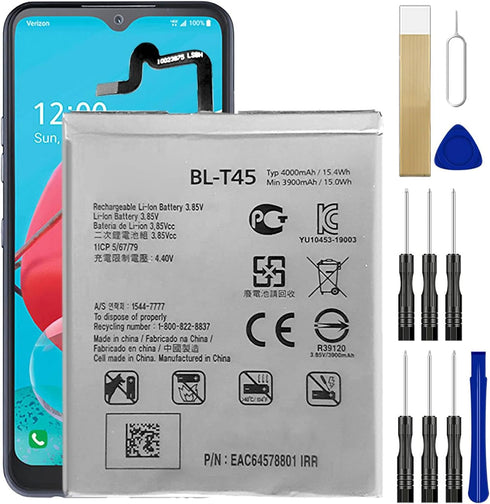LG K51 Battery Replacement BL-T45 - Includes Free Toolkit Adhesive for LMK500MM LM-K500UM3 K50S LM-X540ZMW