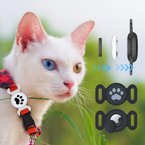 Waterproof Airtag Dog Collar Holder (2 Pack), Protective Anti-Lost Airtag Case for GPS Dog Tracker, Silicone Holder for