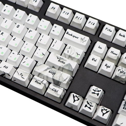 MOLGRIA Keycaps 110 Set Ink Panda for Full Sized Keyboard, Custom PBT OEM Profile with Japanese Font for Cherry MX