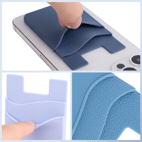 Phone Wallet Stick on, 5Pack Phone Card Holder for Back of Phone Case, Silicone Sticky Credit Card Holder for Cell