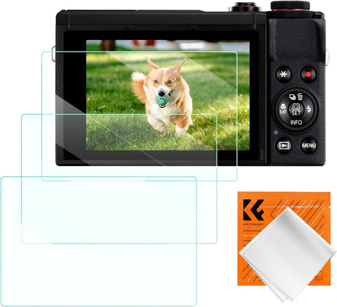 K&F Concept 3pcs Screen Protector for Canon G9X II G9X G7X III G7X II G5X II Cameras, Ultra Clear Tempered Glass