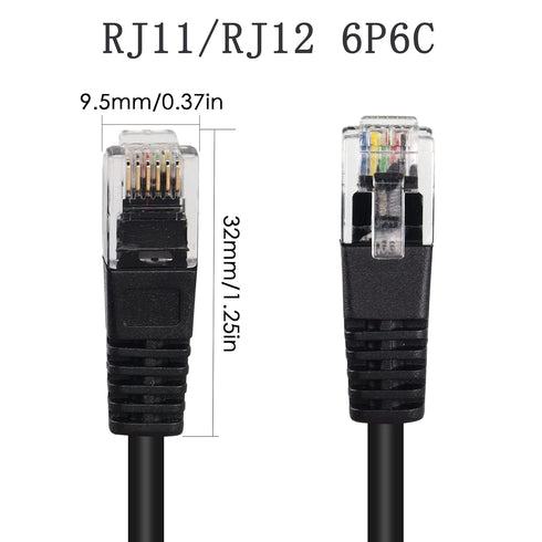 QIANRENON RJ11/RJ12 6P6C Panel Mount Waterproof Connector CAT3 RJ12 Male to Female Outdoor Telephone Line Socket,IP67 Waterproof,for Telephone Communication Alarm Voice System,39cm/15.3in