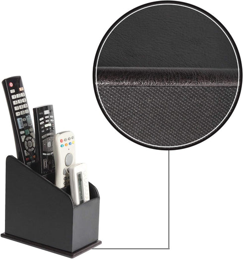 JACKCUBE DESIGN 4 Compartments Black Leather Remote Control Organizer Holder, Controller TV Guide, Media Storage Box – :MK292A by J JACKCUBE DESIGN