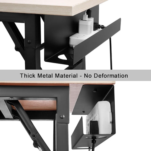 Under Desk Cable Management Tray 17 Inch, 2 Pack Sturdy Metal Tray for Desk Cord Management, Black