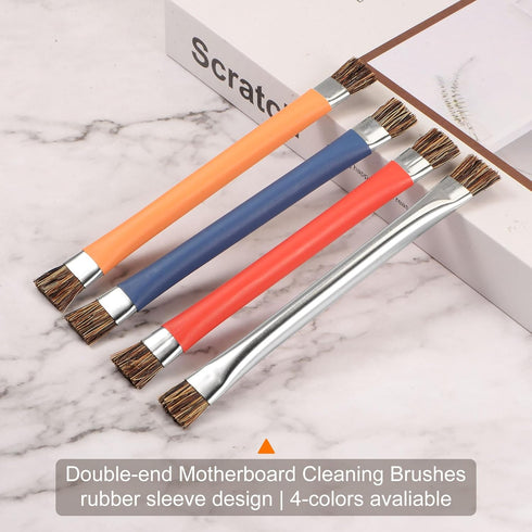 Double-Head Phone Motherboard IC Cleaning Brush, Anti-Static ESD Brush Cleaner for Computer Phone, Blue + Silver Tone
