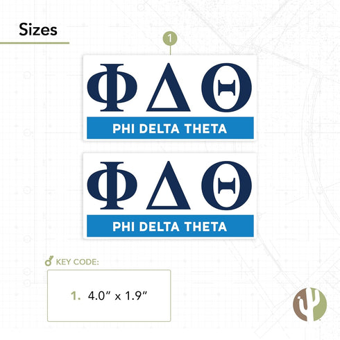 Desert Cactus Phi Delta Theta Sticker 2-Pack Decal, Greek for Window Laptop Computer Car