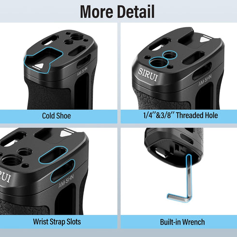 SIRUI Locating Side Handle for ARRI or NATO Mount, Lightweight Camera Cage Grip with Built-in Wrench, Cold Shoe,