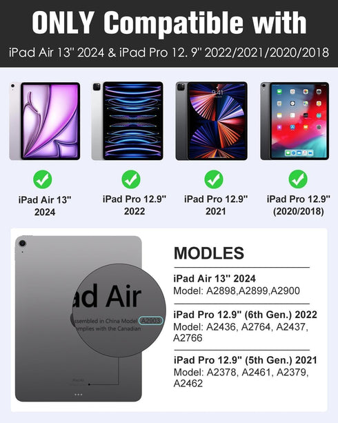 MoKo Keyboard Case for iPad Air 13 Inch with Keyboard M2 2024, Multi-Angle Magnetic Stand Cover, Detachable Bluetooth