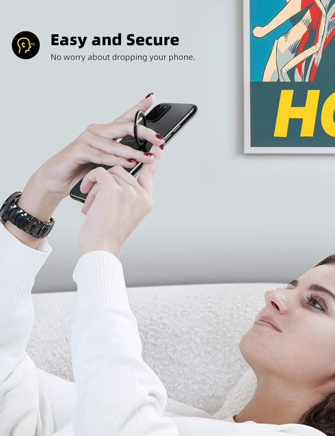 Lamicall Cell Phone Ring Holder Stand - 360° Rotation Polished Metal Grip, Phone Finger Kickstand for iPhone 16/15/14