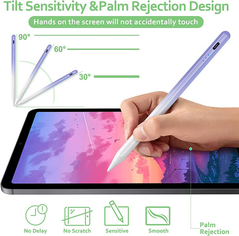 Stylus Pen for iPad 2018-2023 - Magnetic iPad Pen with Tilt Sensor & Palm Rejection - Compatible with iPad 6-10