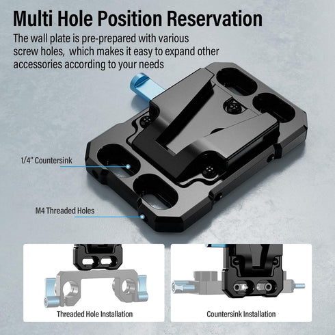 Sirui Mini V Mount Battery Plate, Small V Mount Adapter with Multi Threads, SC-VM-B