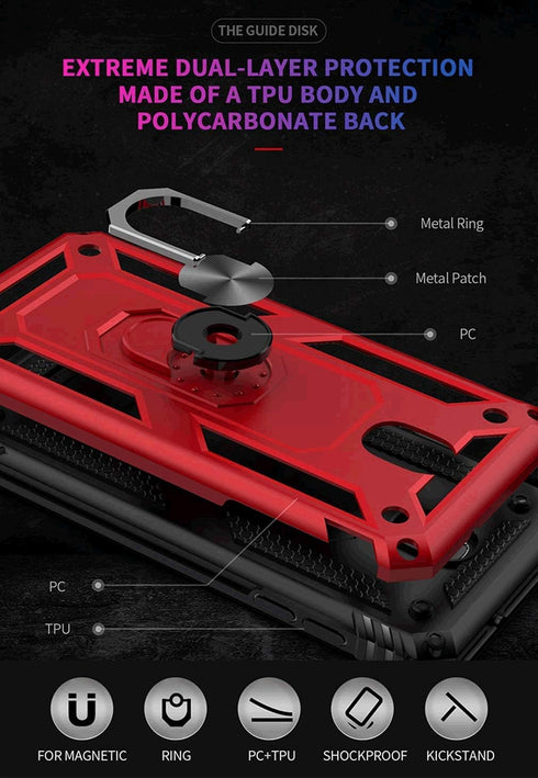 TJS Compatible with Samsung Galaxy J7 Case, Metal Ring Magnetic Support, Rose Gold