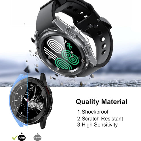 12+4 Pack Case with Tempered Glass Screen Protector for Samsung Galaxy Watch 6 Classic 47mm, Waterproof Hard PC