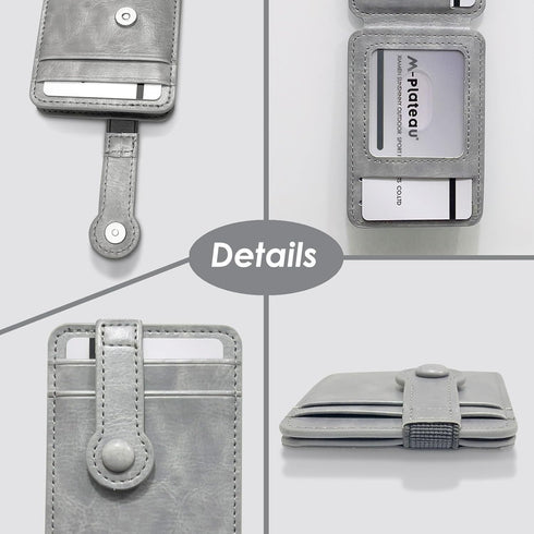 M-Plateau Phone Wallet Stick ON,Card Holder for Cell Phone with Elastic Magnetic Closure,Perfect Bifold Credit Card Holder For Phone Cases(Pure Grey)