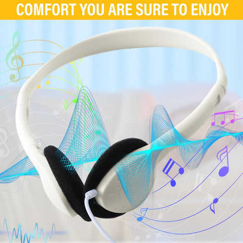 Konohan 30 Pack Headphones for Kids, Adjustable On-Ear Classroom Headphones with 3.5 mm Jack